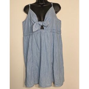 Old Navy Womens XXL Light‎ Wash Chambray Tie Front Cutout Smocked Mini Dress